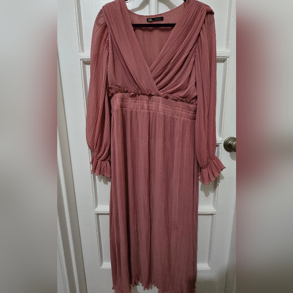 Zara Pleated Pink Dress